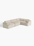 Melva Large Corduroy Corner Sofa (4-seater) — Light Grey
