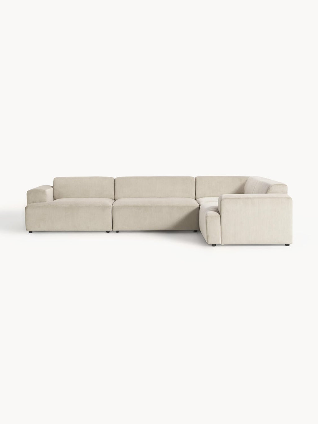 Melva Large Corduroy Corner Sofa (4-seater) — Light Grey