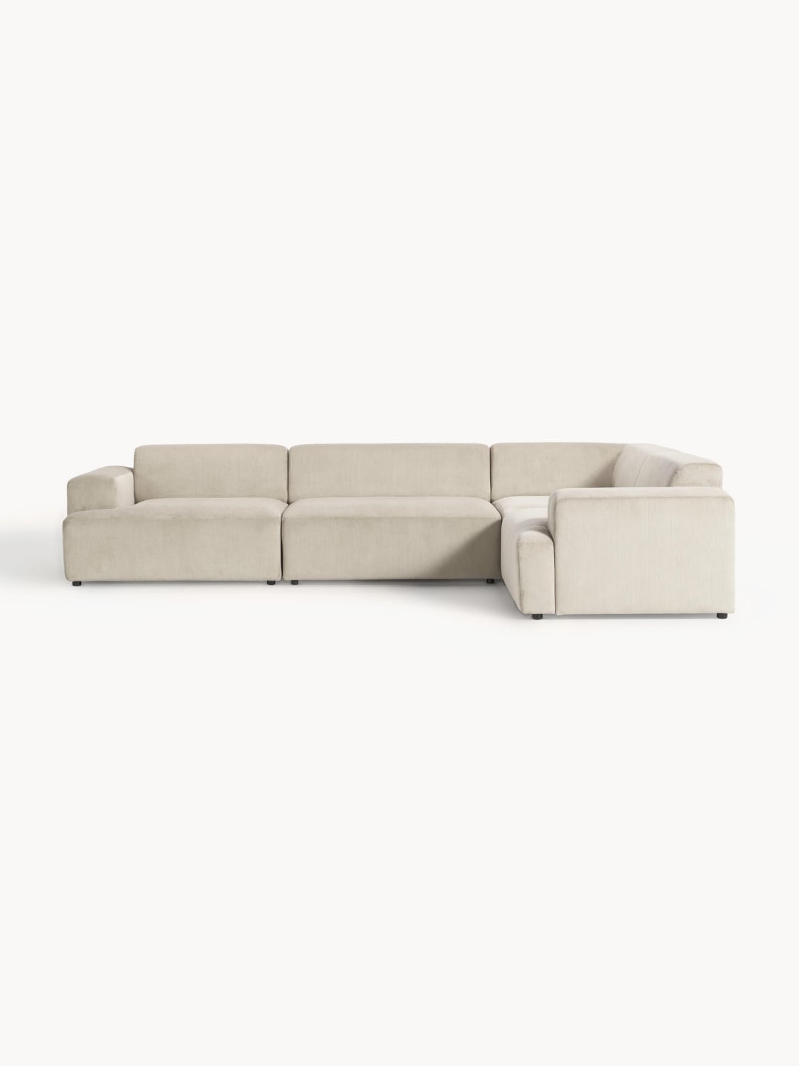 Melva Large Corduroy Corner Sofa (4-seater) — Light Grey