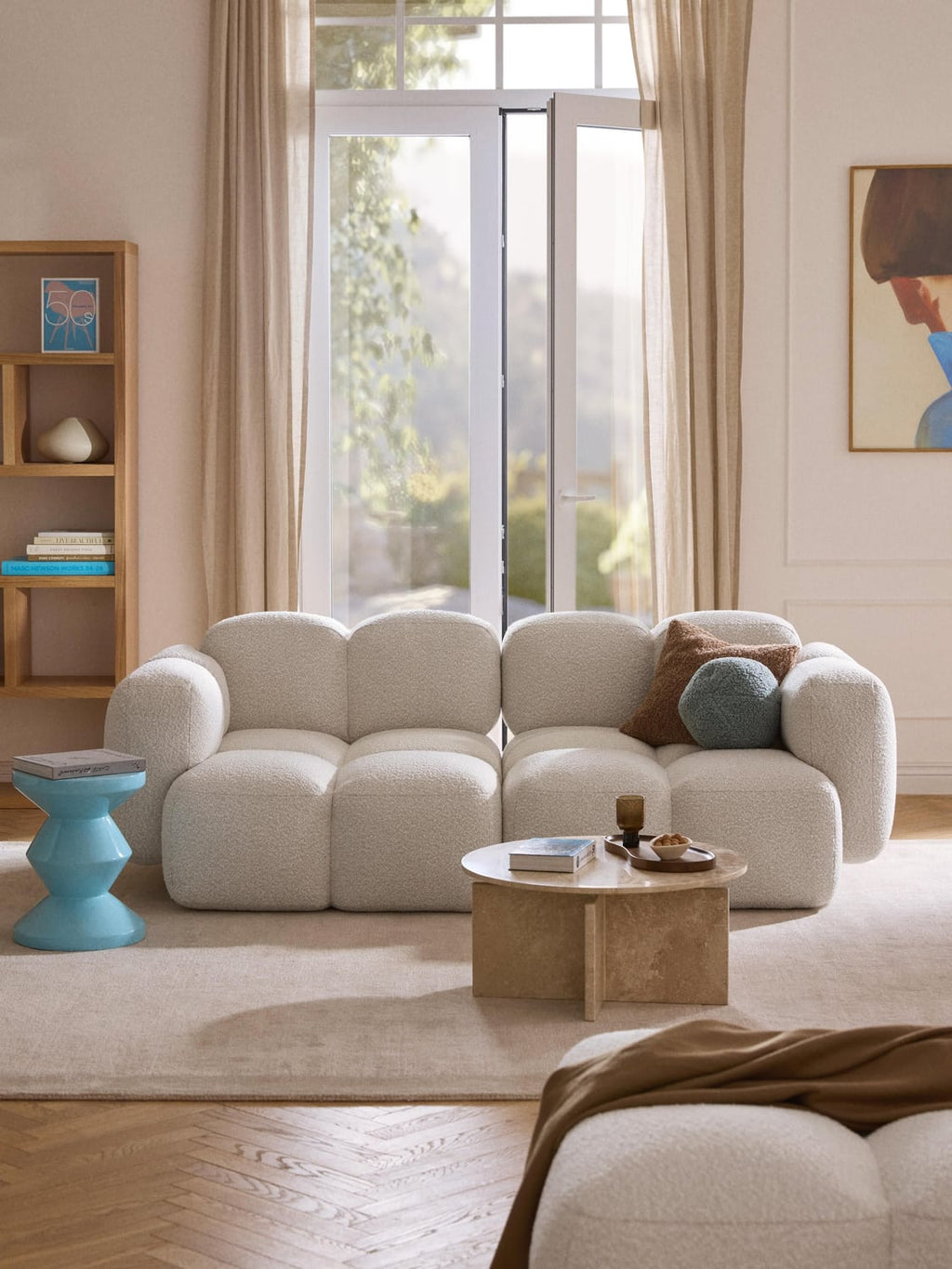 Tayla Modular Sofa (3-seater) in Bouclé — Off-White
