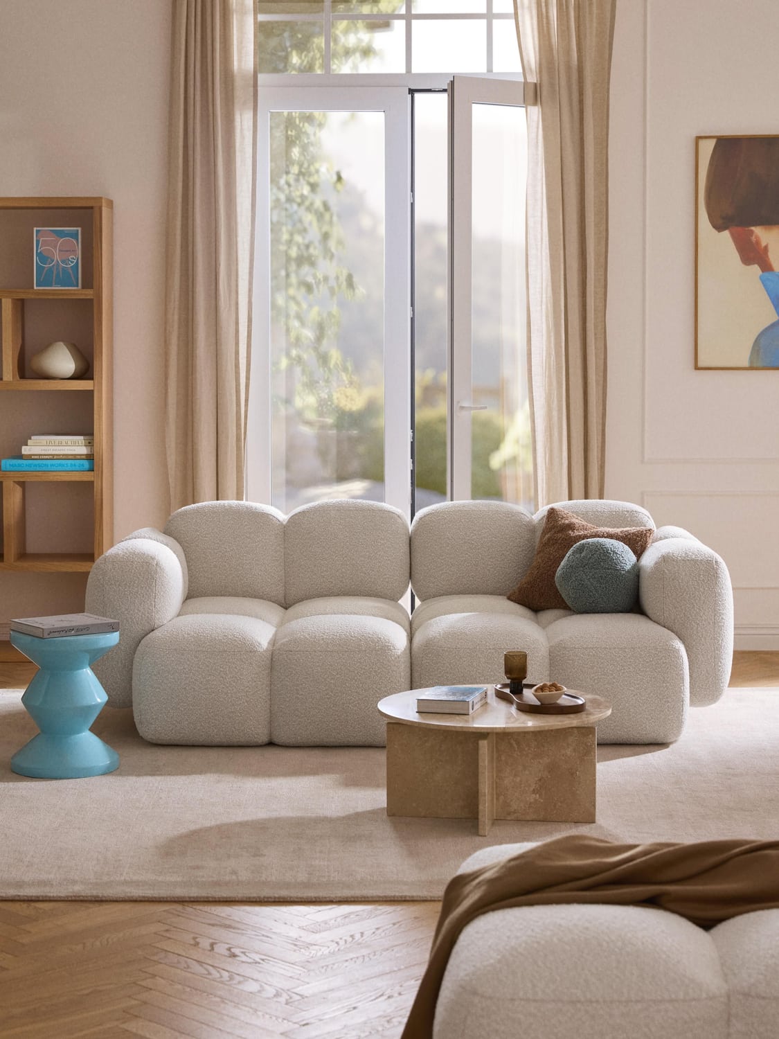Tayla Modular Sofa (3-seater) in Bouclé — Off-White