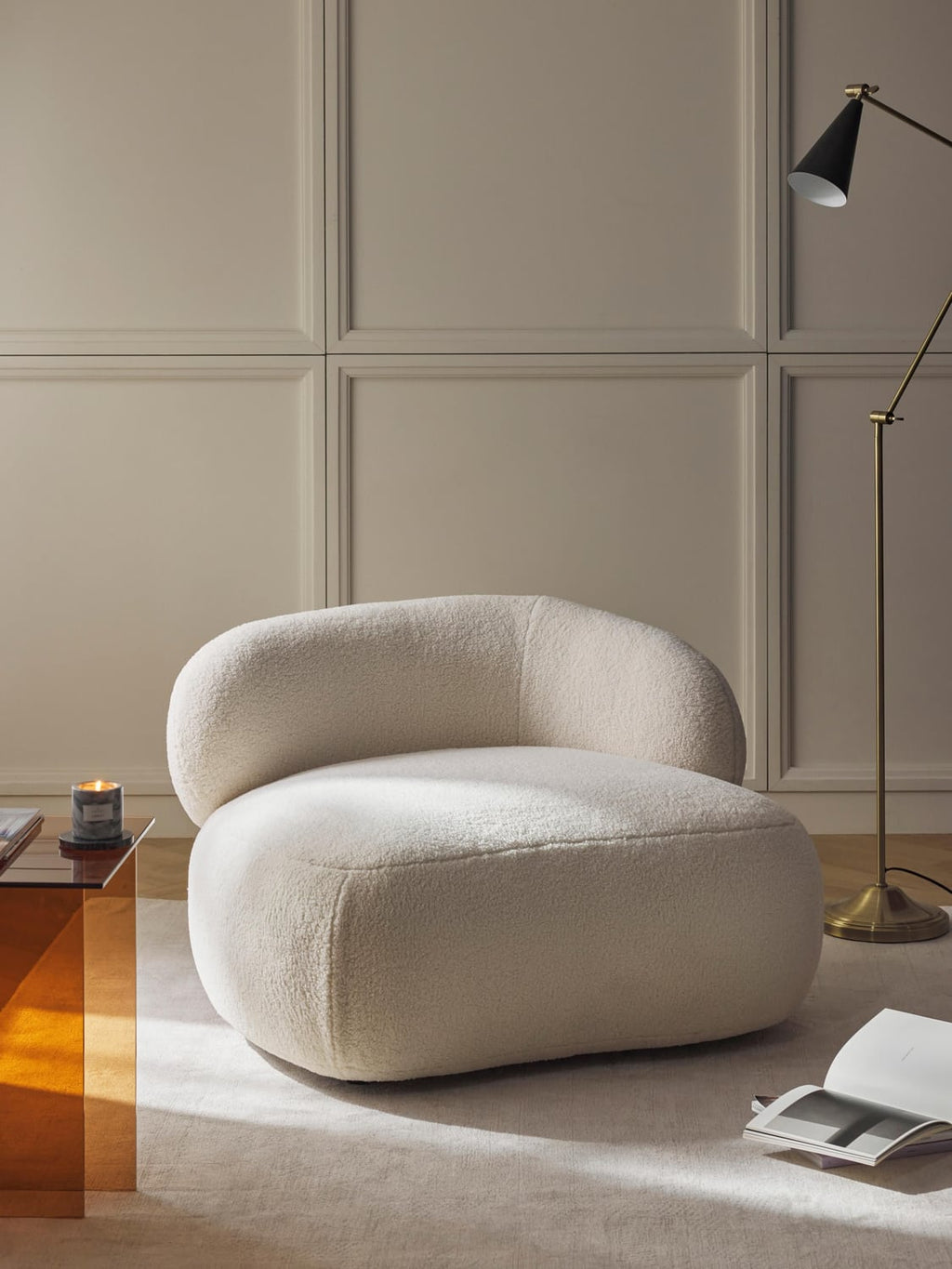 Alba Lounge Chair in Teddy Faux Fur