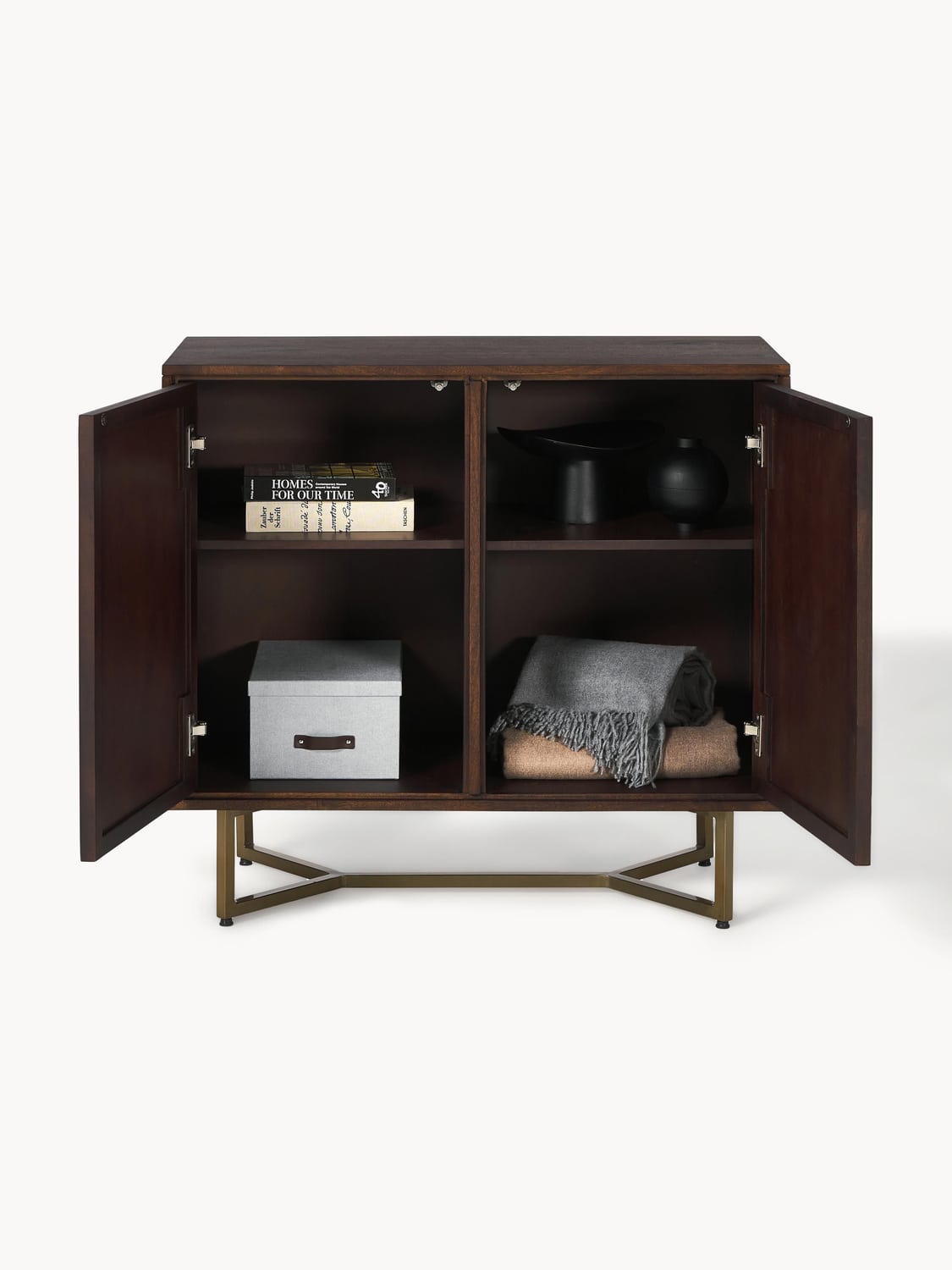 Luca Sideboard in Mango Wood with Herringbone Pattern — Anthracite