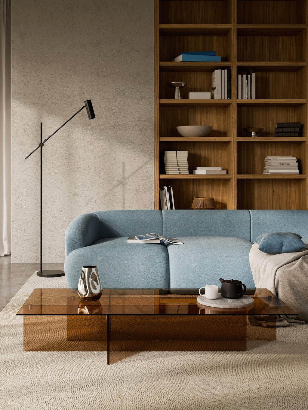 Anouk Large Glass-Coffee Table, B 160 cm — Terracotta