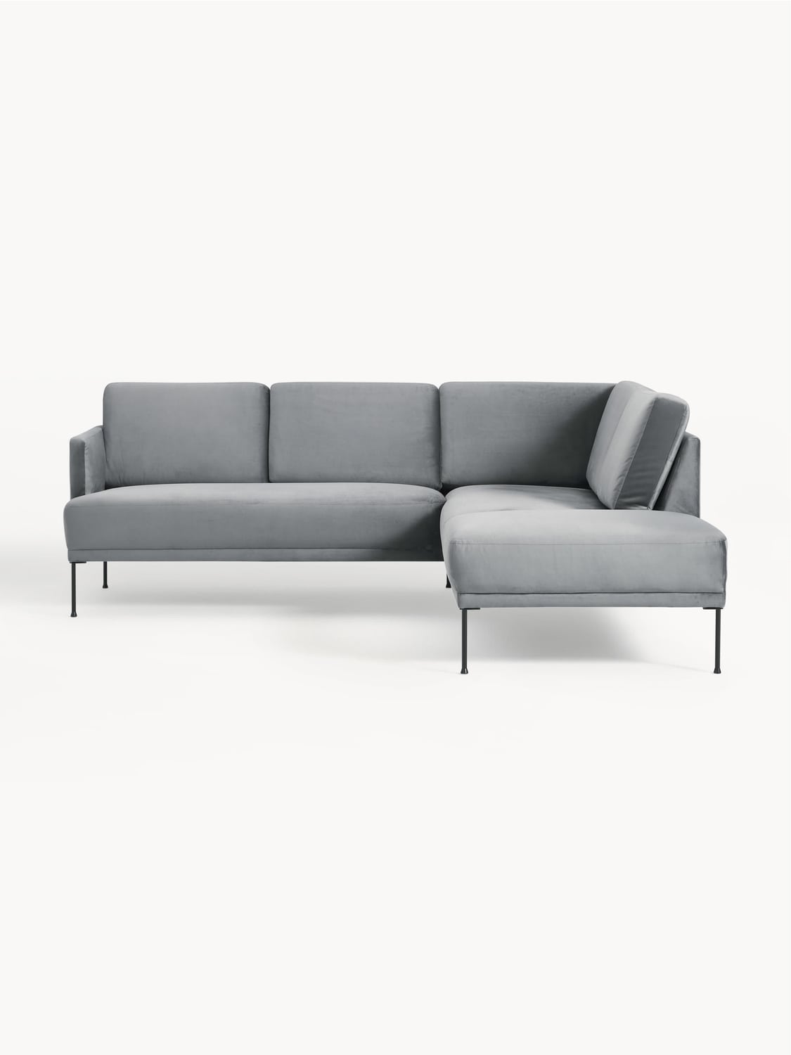 Fluente Velvet-Corner Sofa — Grey