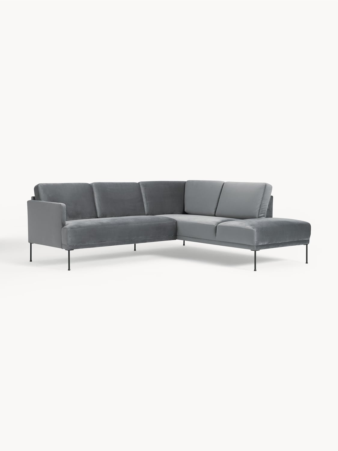 Fluente Velvet-Corner Sofa — Grey