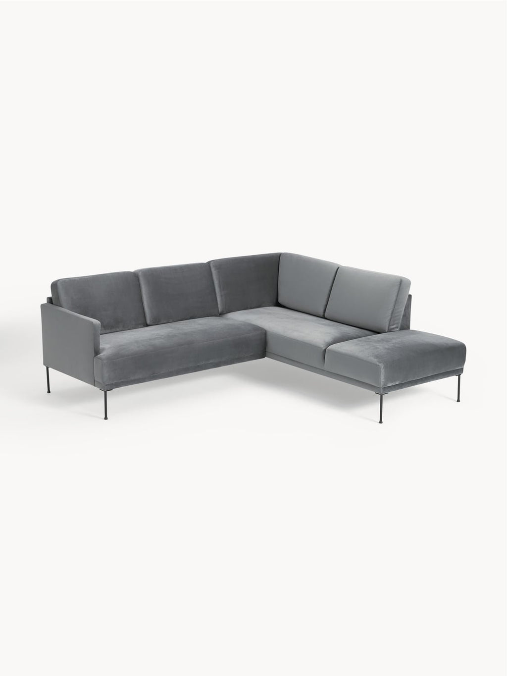Fluente Velvet-Corner Sofa — Grey