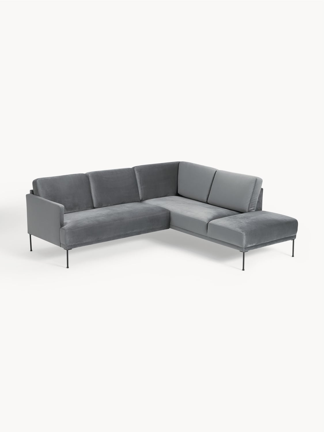 Fluente Velvet-Corner Sofa — Grey