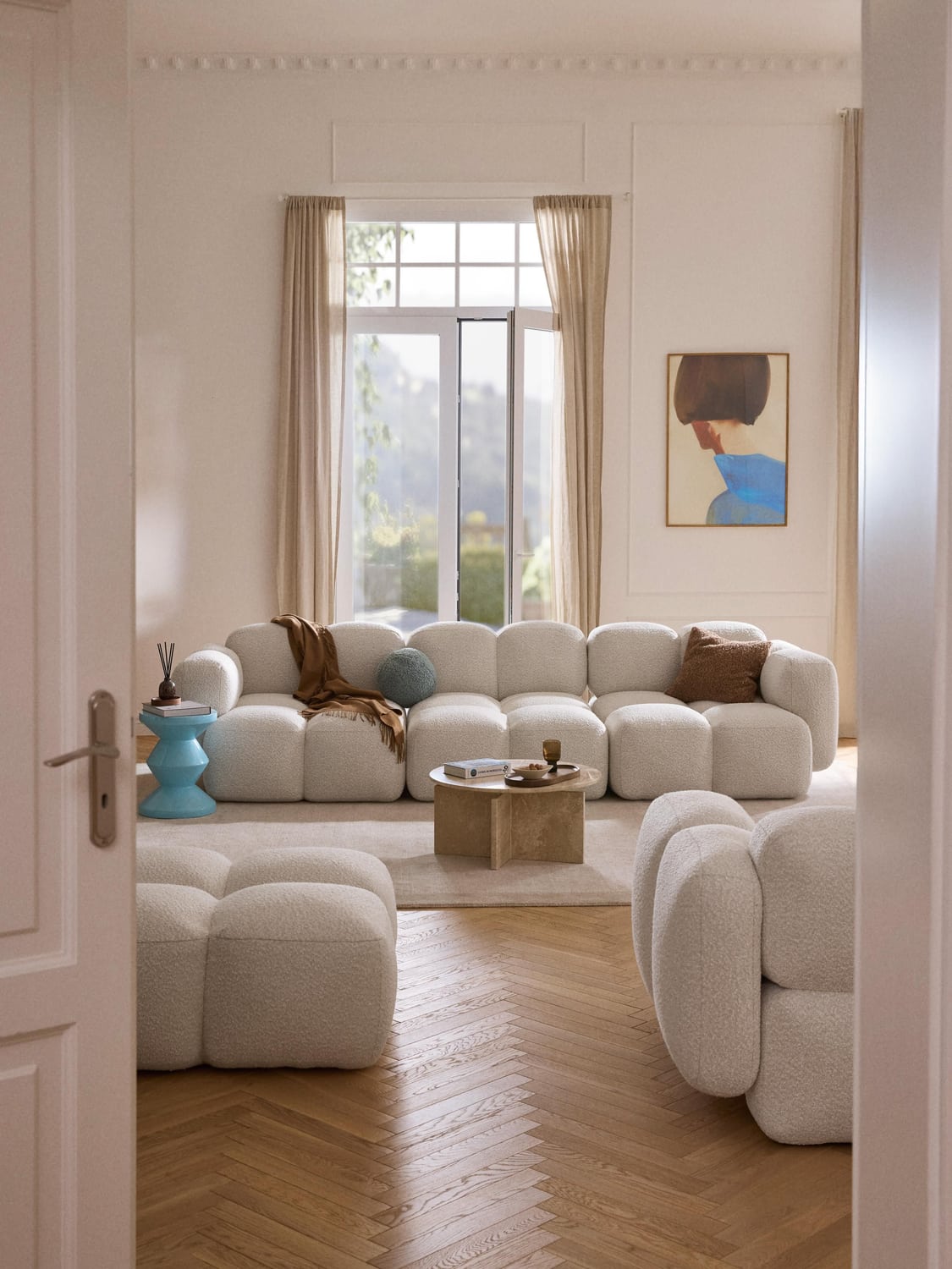 Tayla Modular Sofa (4-seater) in Bouclé — Off-White