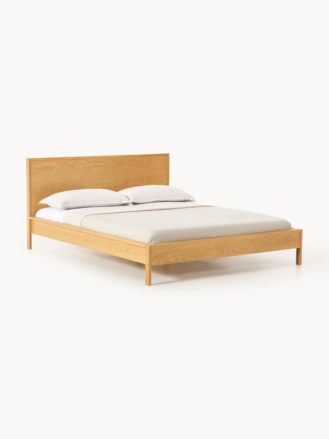 Tammy Wooden Bed with Headboard — Sand