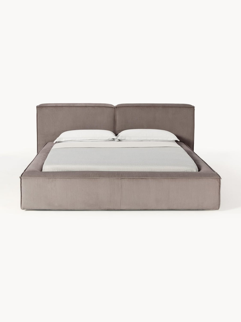 Lennon Upholstered Bed in Corduroy — Warm Grey
