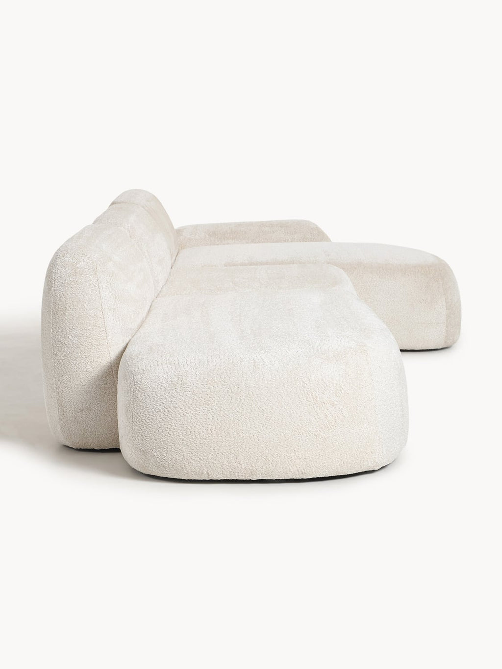 Wolke Modular Teddy Bouclé Corner Sofa (4-seater) with Chaise Longue — Ivory