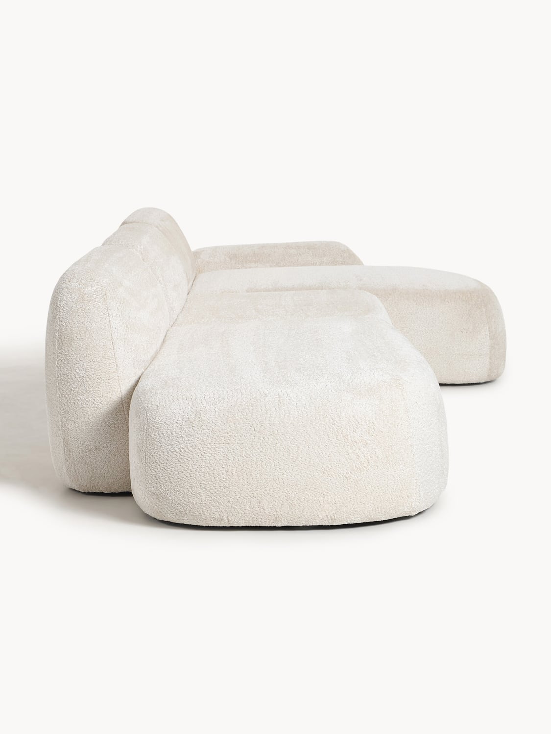 Wolke Modular Teddy Bouclé Corner Sofa (4-seater) with Chaise Longue — Ivory