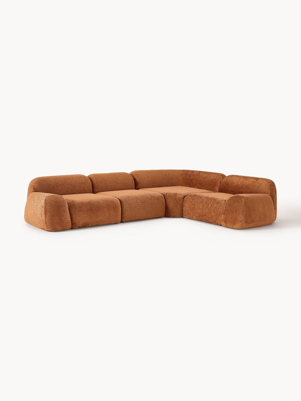 Wolke Modular Teddy Bouclé Corner Sofa (4-seater) — Terracotta