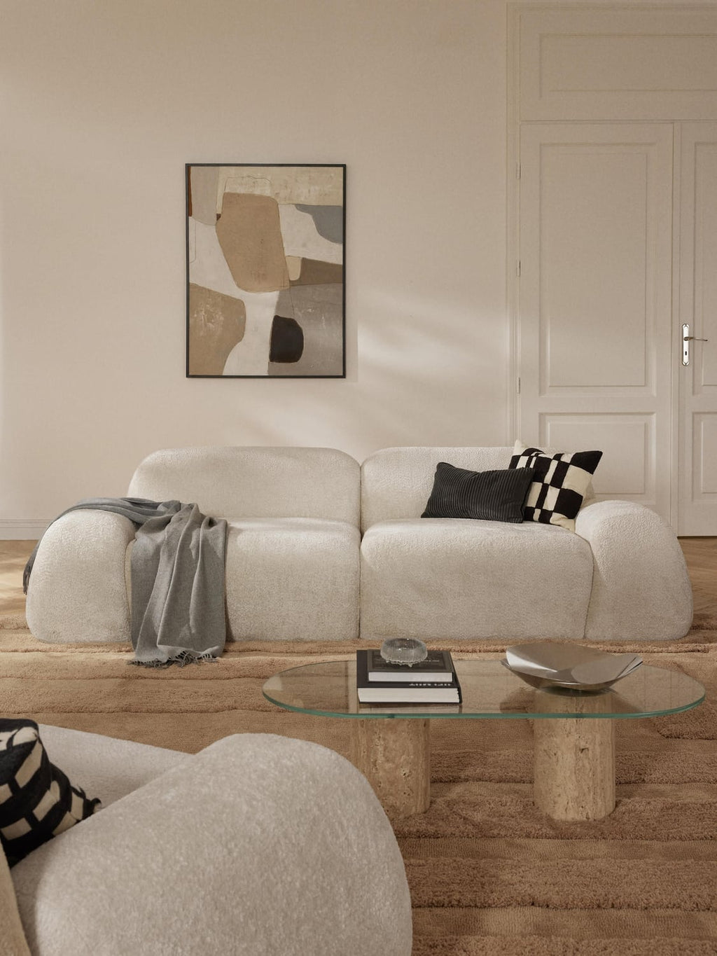 Wolke Modular Teddy Bouclé Sofa (3-seater) — Off-White