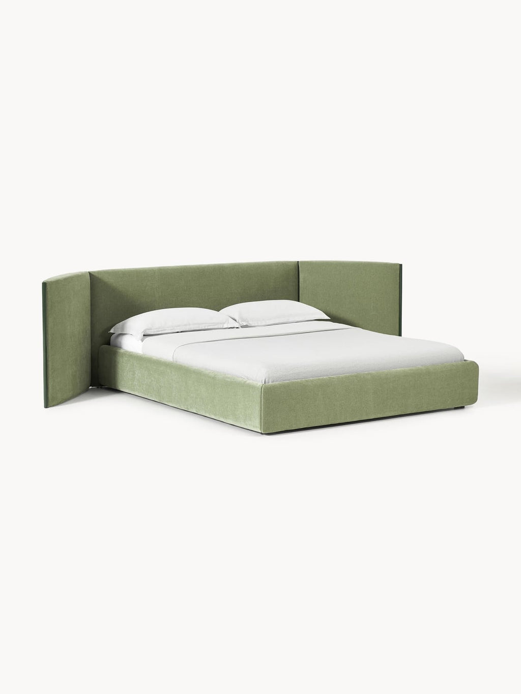 Otis Upholstered Bed with Folding Headboard — Sage