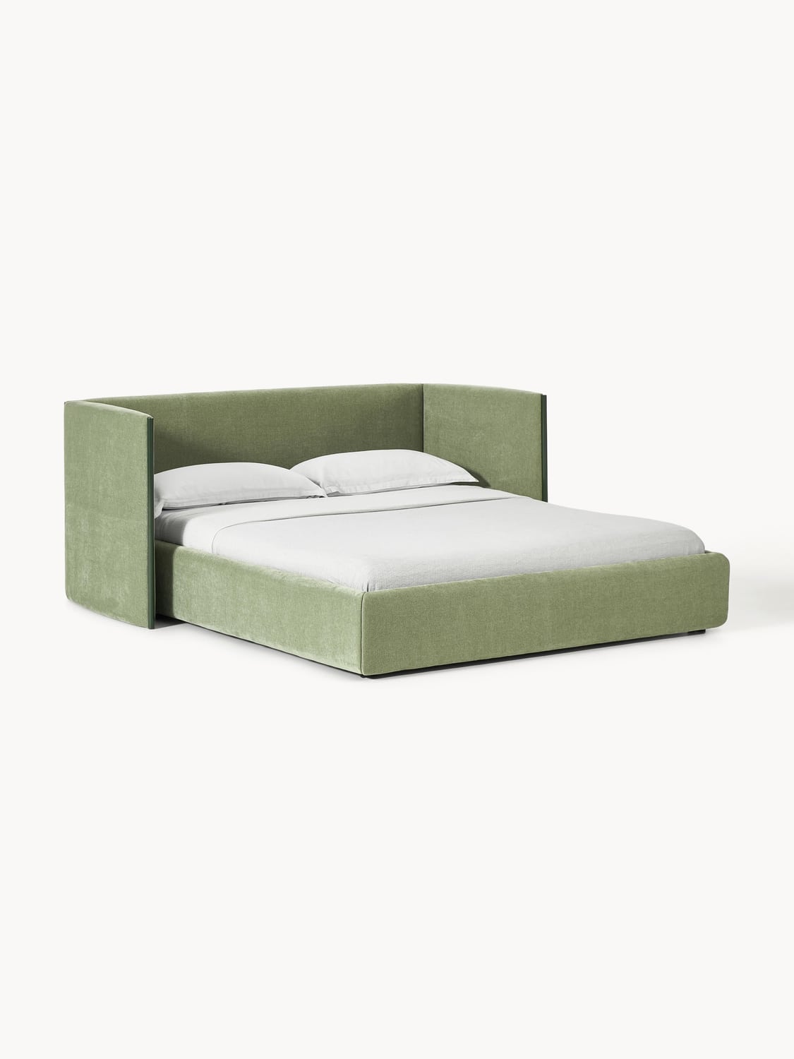 Otis Upholstered Bed with Folding Headboard — Sage