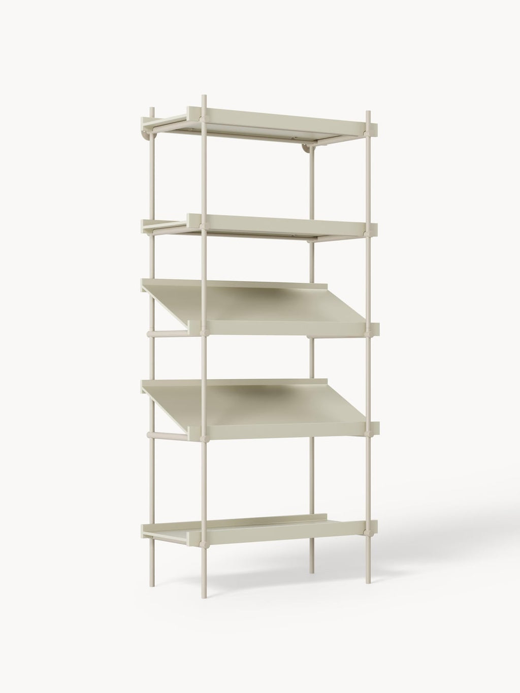 Rio Tall Shelving Unit with Sloped Shelves — Light Grey