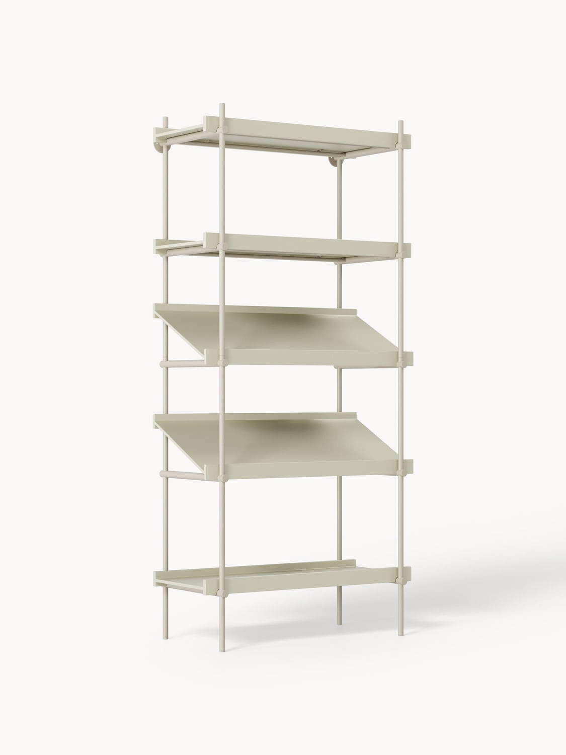 Rio Tall Shelving Unit with Sloped Shelves — Light Grey