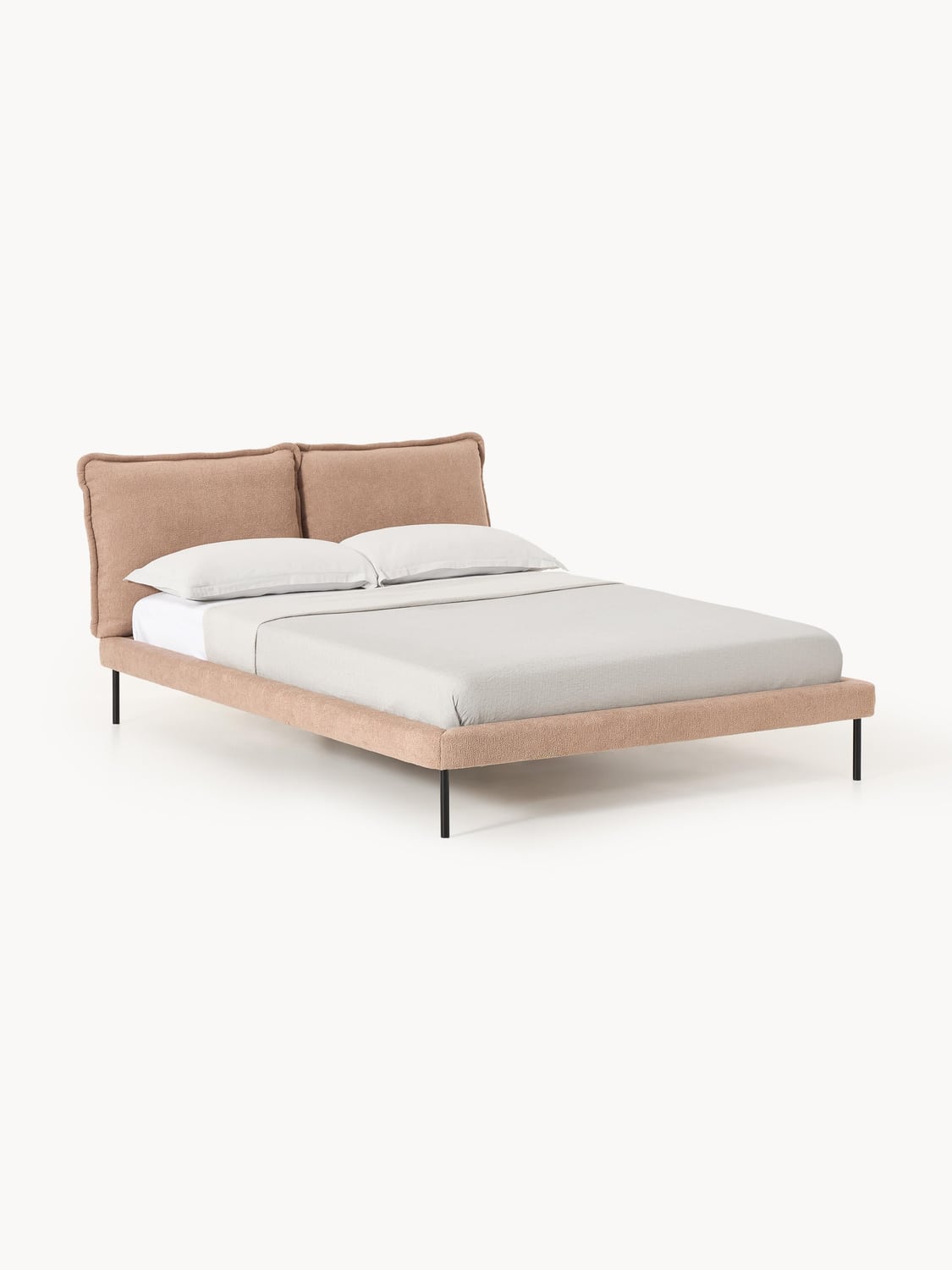 Amelia Upholstered Bed in Teddy Bouclé — Oatmeal