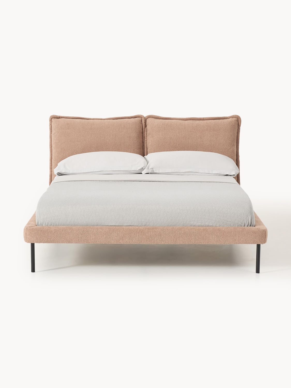 Amelia Upholstered Bed in Teddy Bouclé — Oatmeal