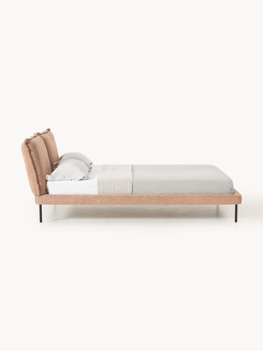 Amelia Upholstered Bed in Teddy Bouclé — Oatmeal