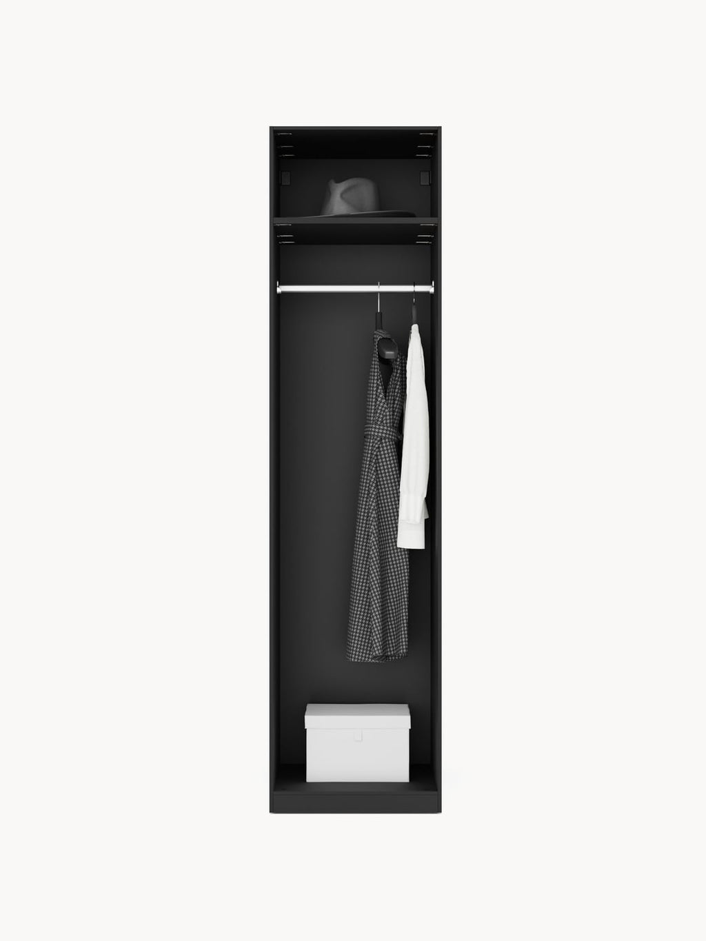 Leon Modular Hinged-Door Wardrobe, 50 cm Width, in various sizes — Charcoal