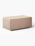 Lennon Sofa Ottoman in Linen Blend with Storage — Stone Grey