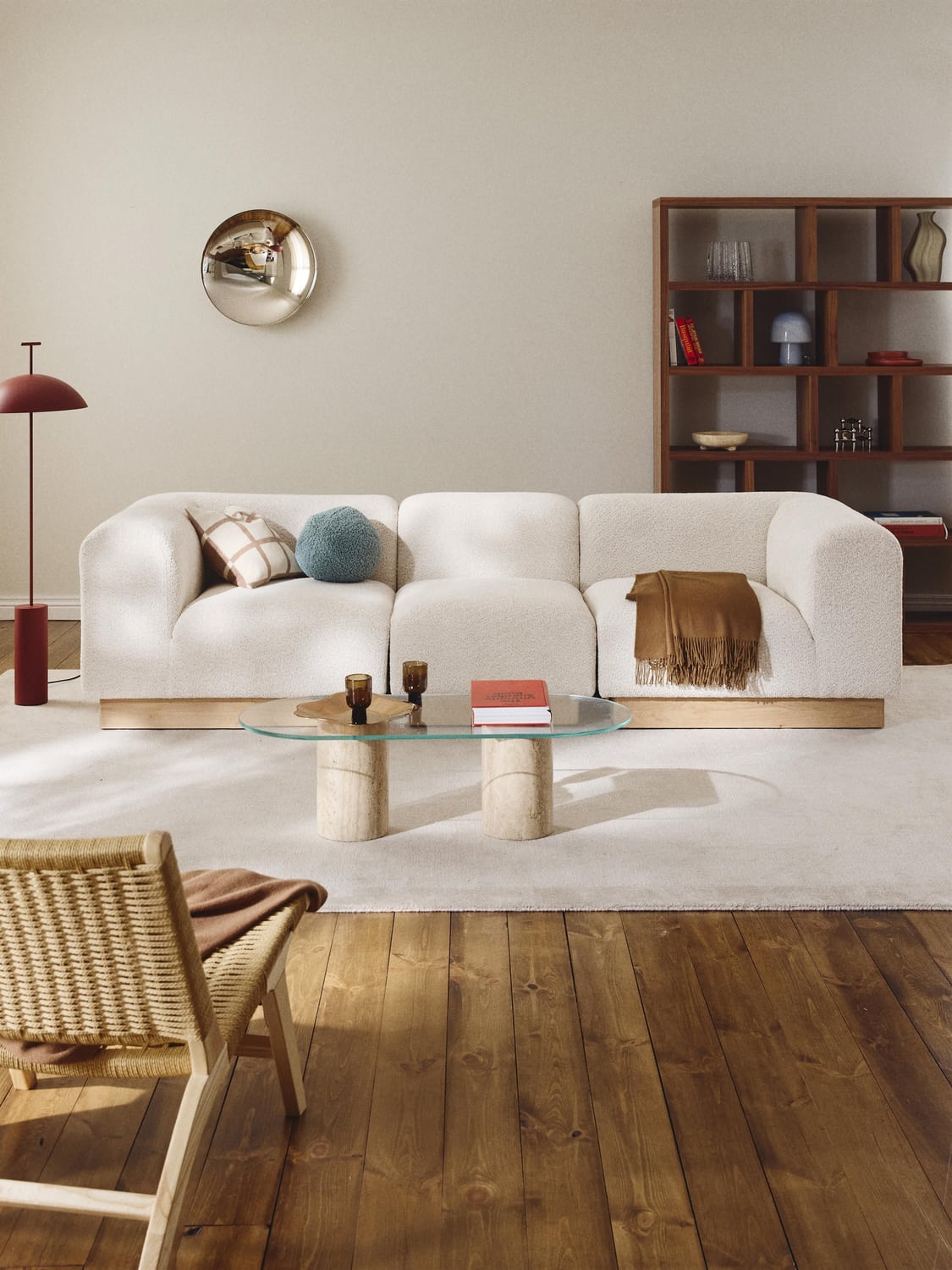 Natalie Modular Sofa (3-seater) in Teddy Bouclé — Off-White