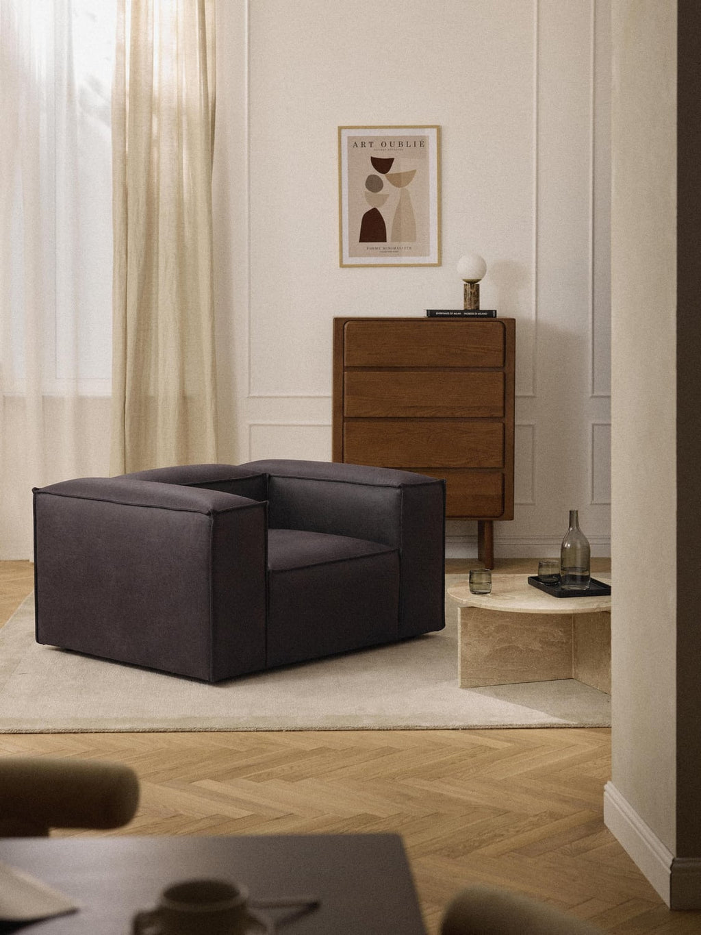 Lennon Armchair in Leather — Anthracite