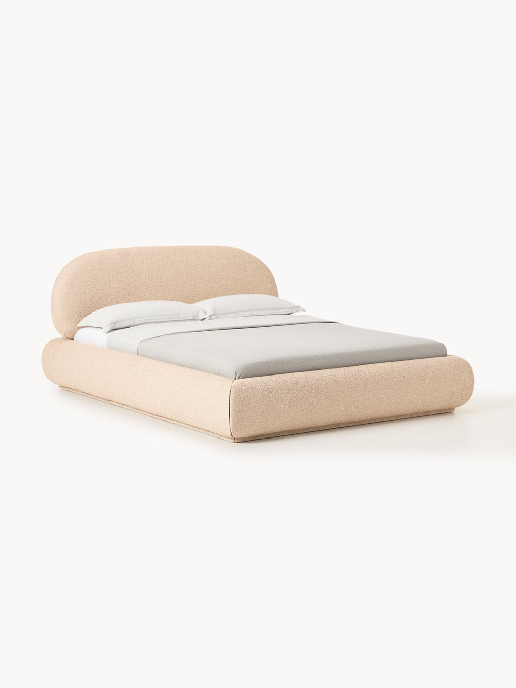 Alba Bouclé Upholstered Bed — Blush