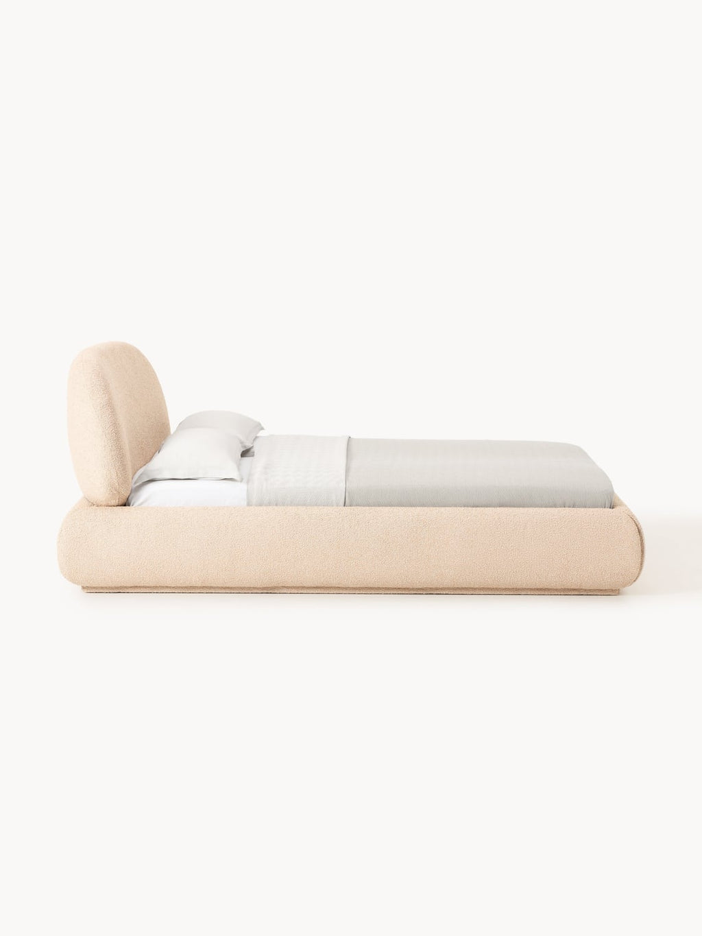 Alba Bouclé Upholstered Bed — Blush