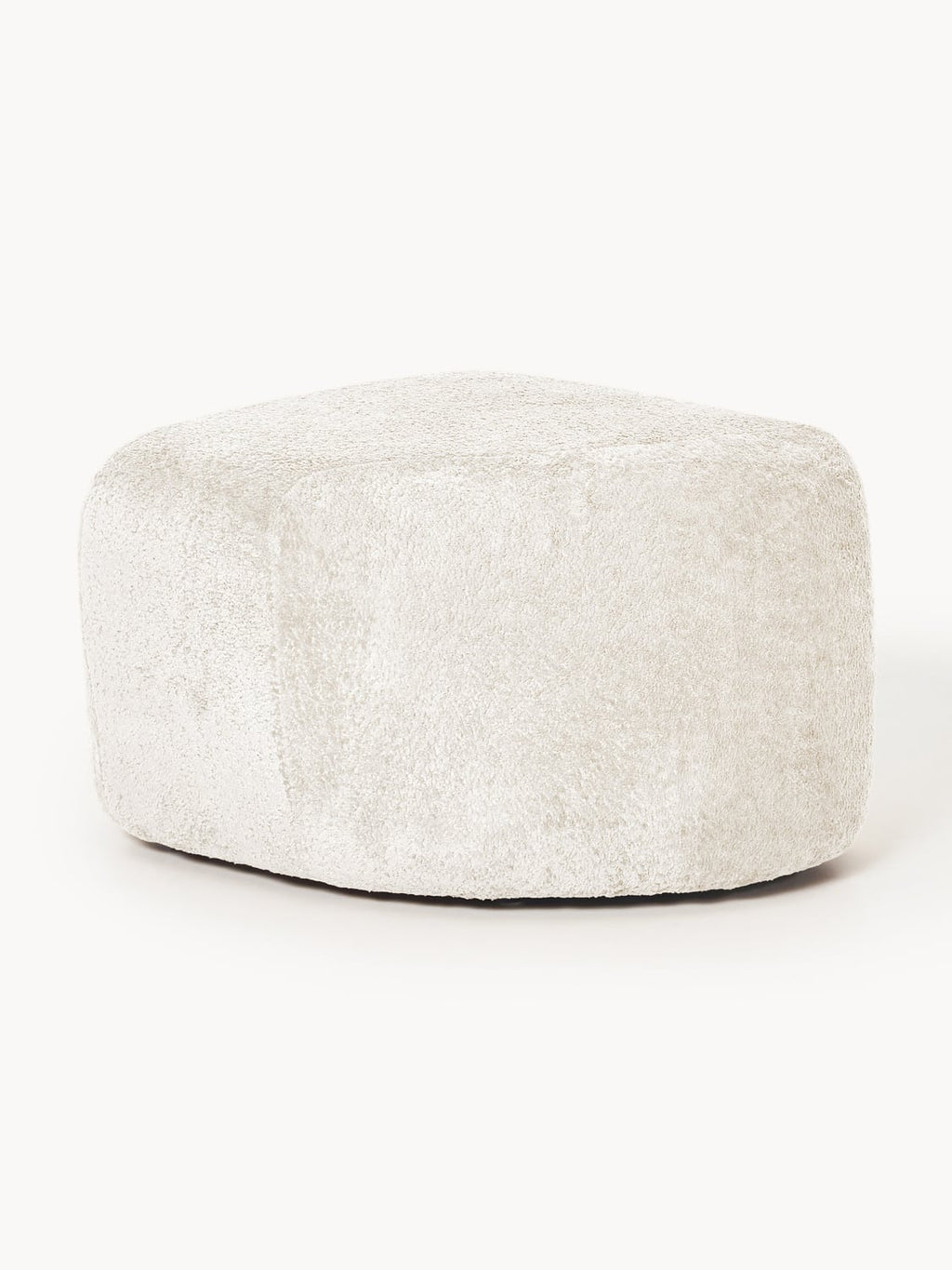 Wolke Oval Ottoman in Teddy Bouclé — Off-White
