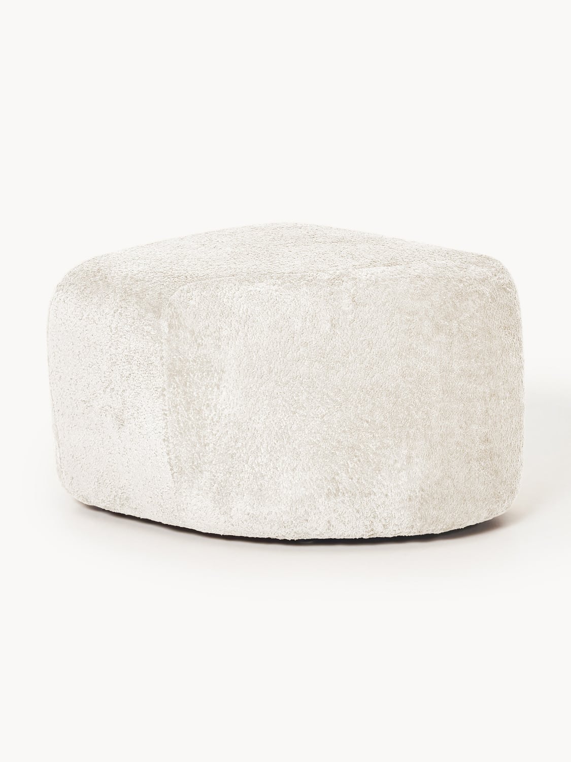 Wolke Oval Ottoman in Teddy Bouclé — Off-White