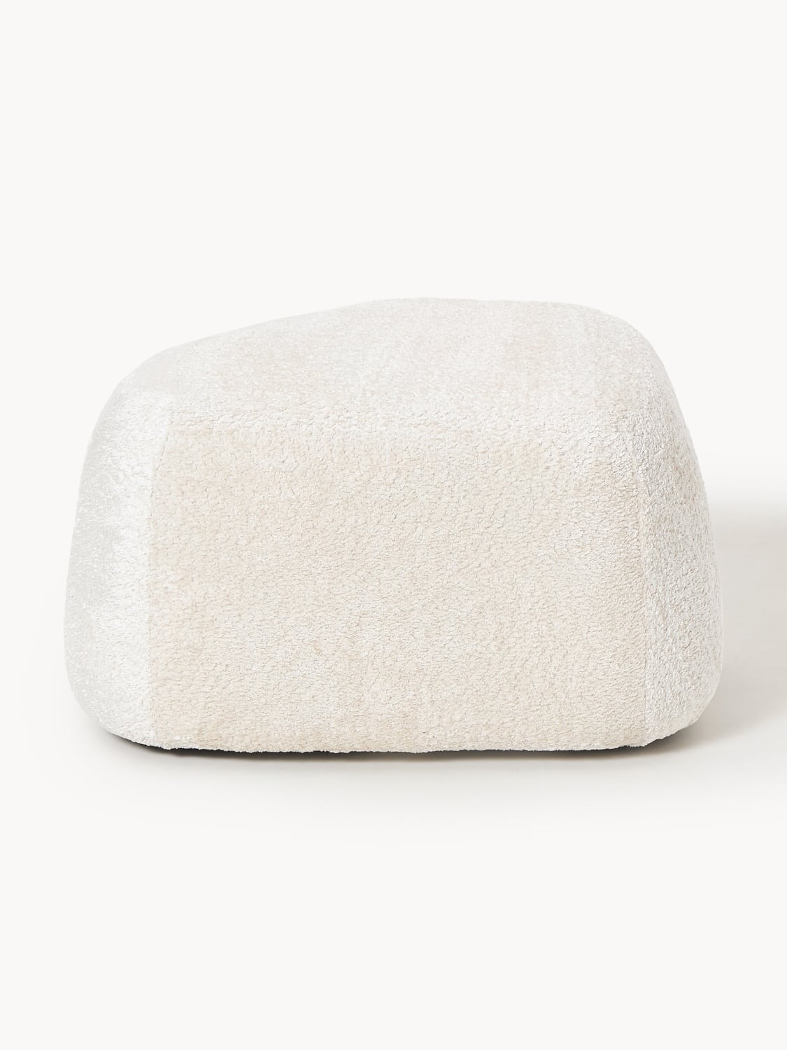 Wolke Oval Ottoman in Teddy Bouclé — Off-White
