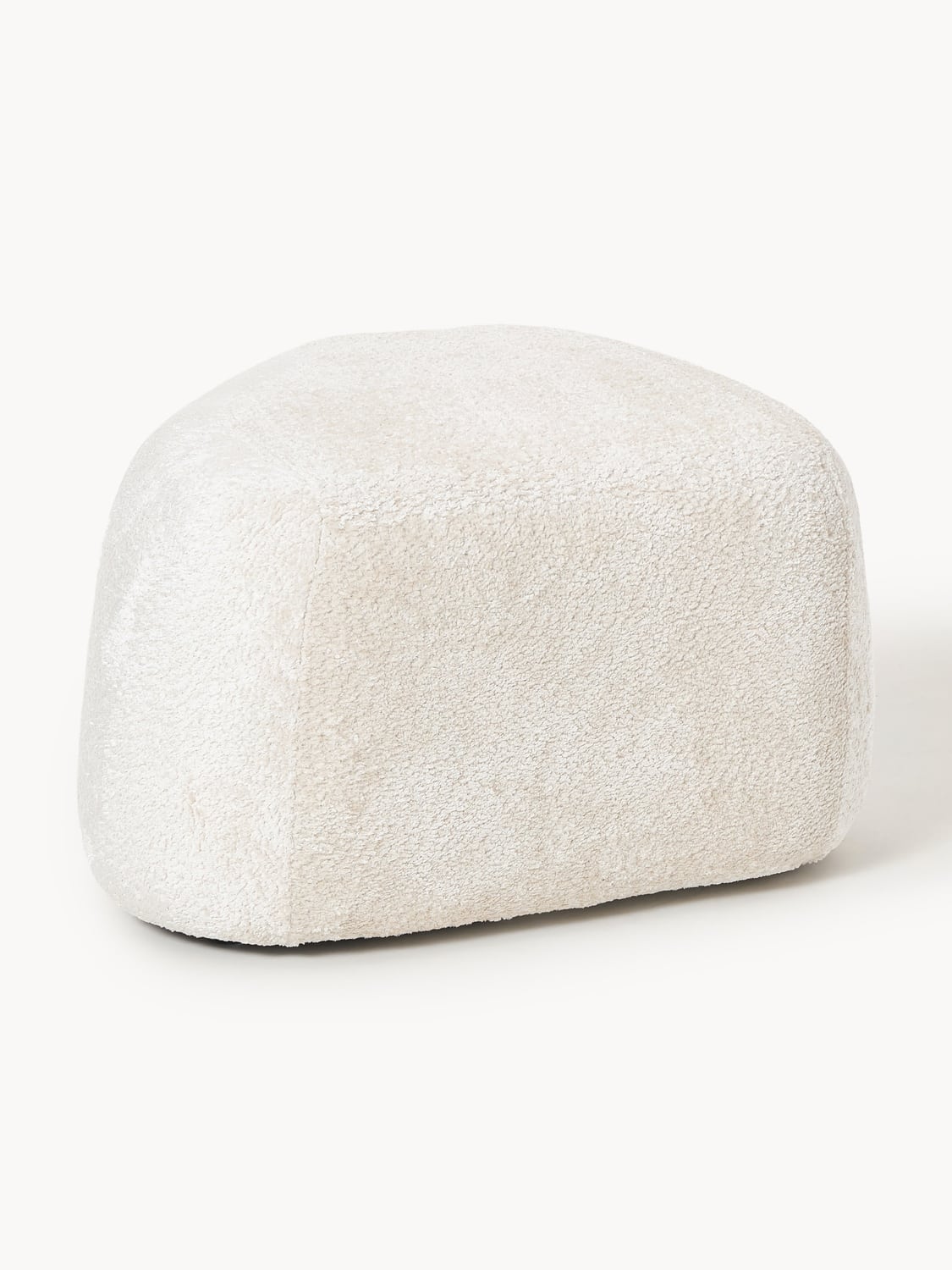 Wolke Oval Ottoman in Teddy Bouclé — Off-White
