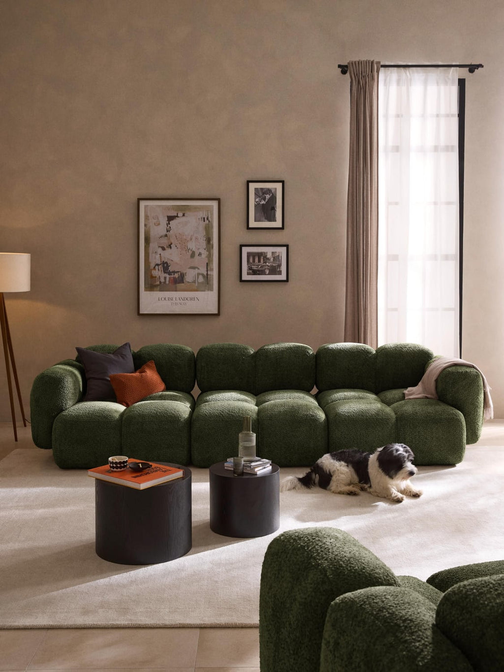 Tayla Modular Sofa (4-seater) in Teddy Bouclé — Olive
