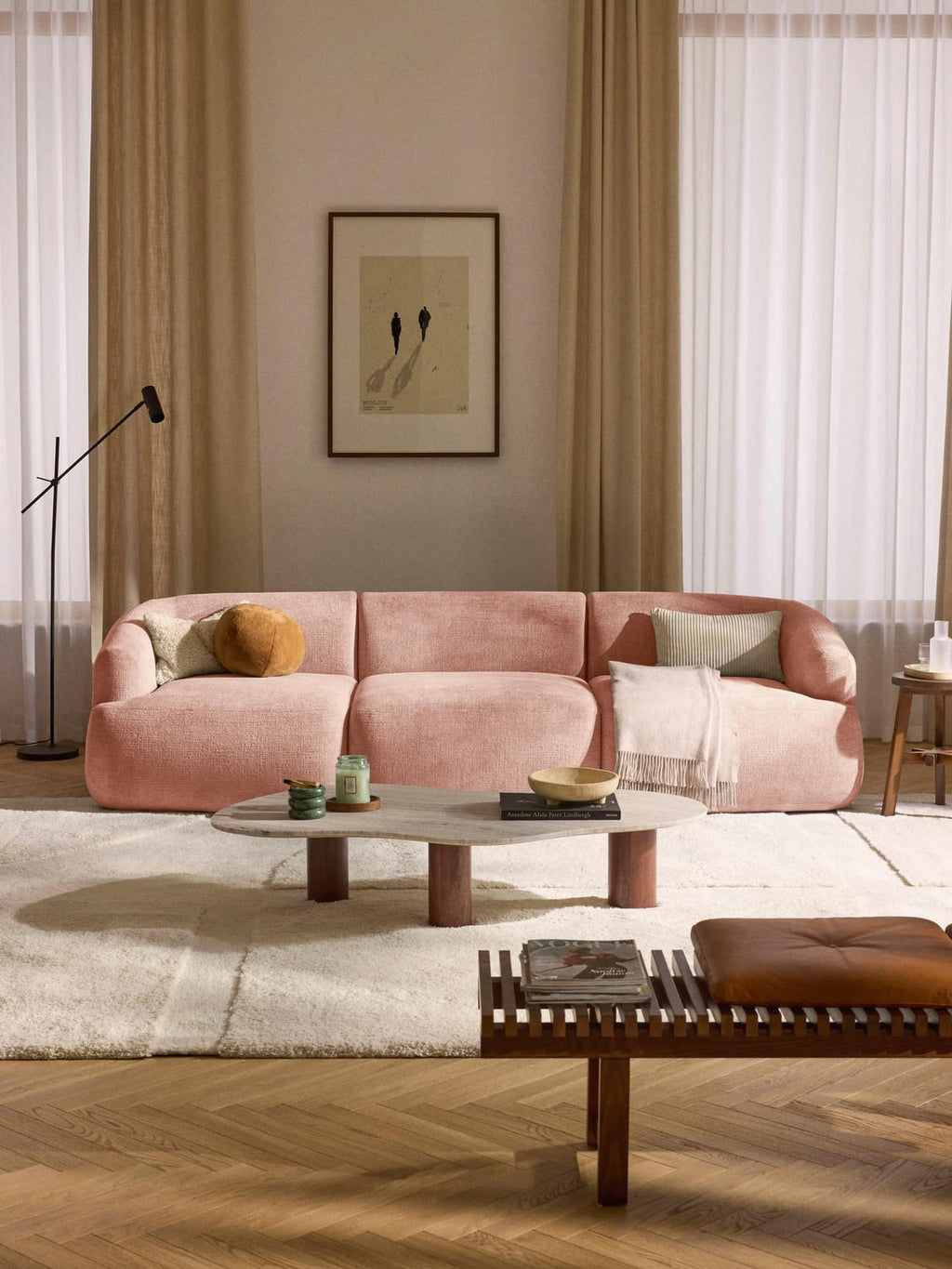 Sofia Modular Sofa (3-seater) — Blush