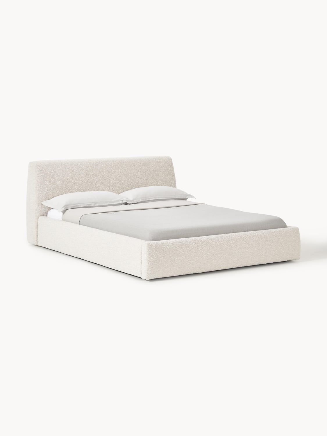 Cloud Bouclé Upholstered Bed — Off-White