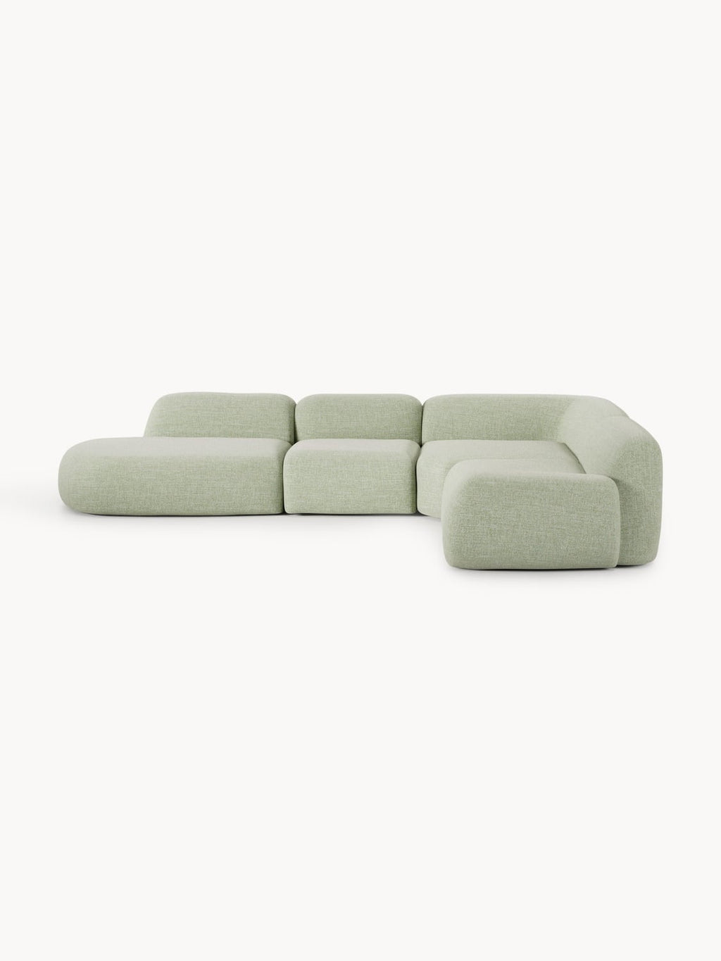 Wolke Modular Bouclé-XL Corner Sofa with Chaise Longue — Sand Beige
