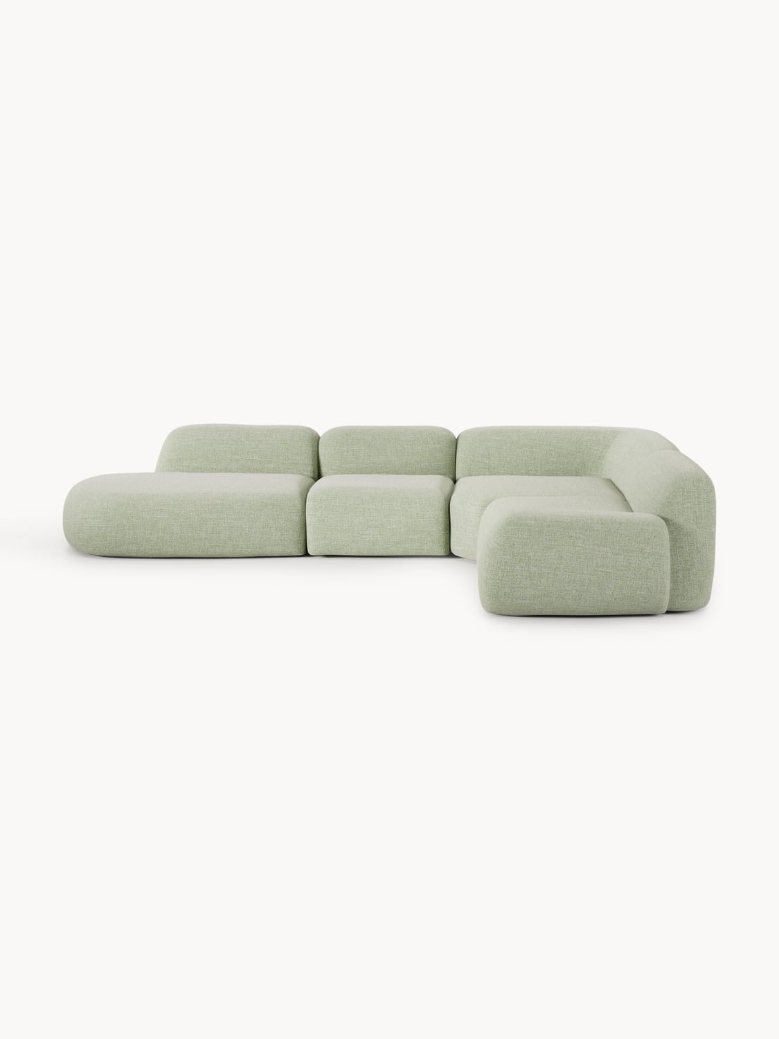 Wolke Modular Bouclé-XL Corner Sofa with Chaise Longue — Sand Beige