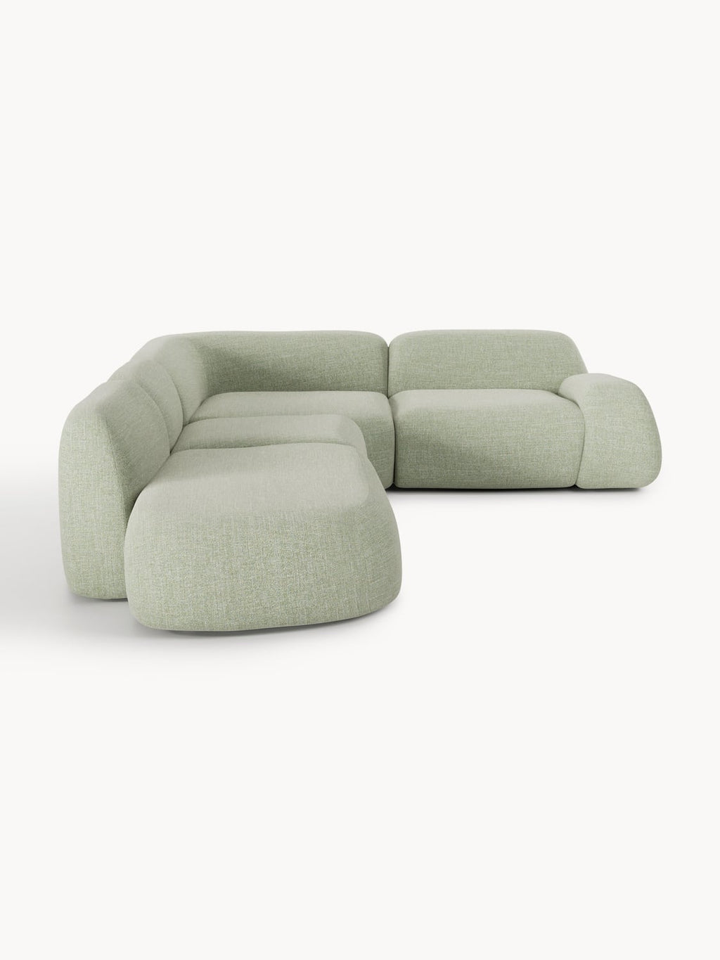 Wolke Modular Bouclé-XL Corner Sofa with Chaise Longue — Sand Beige