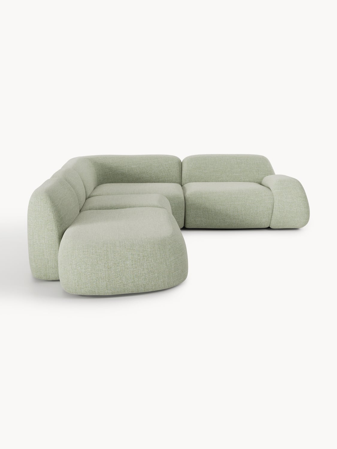 Wolke Modular Bouclé-XL Corner Sofa with Chaise Longue — Sand Beige