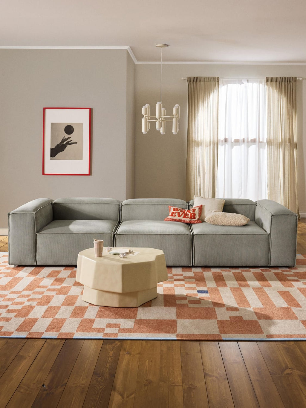 Lennon Modular Sofa (4-seater) in Corduroy — Warm Grey