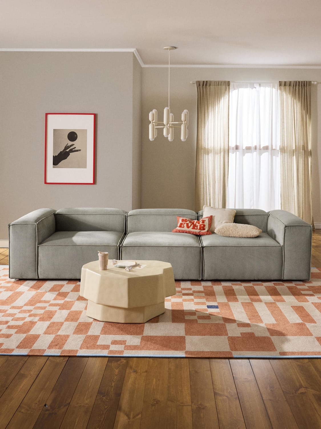 Lennon Modular Sofa (4-seater) in Corduroy — Warm Grey
