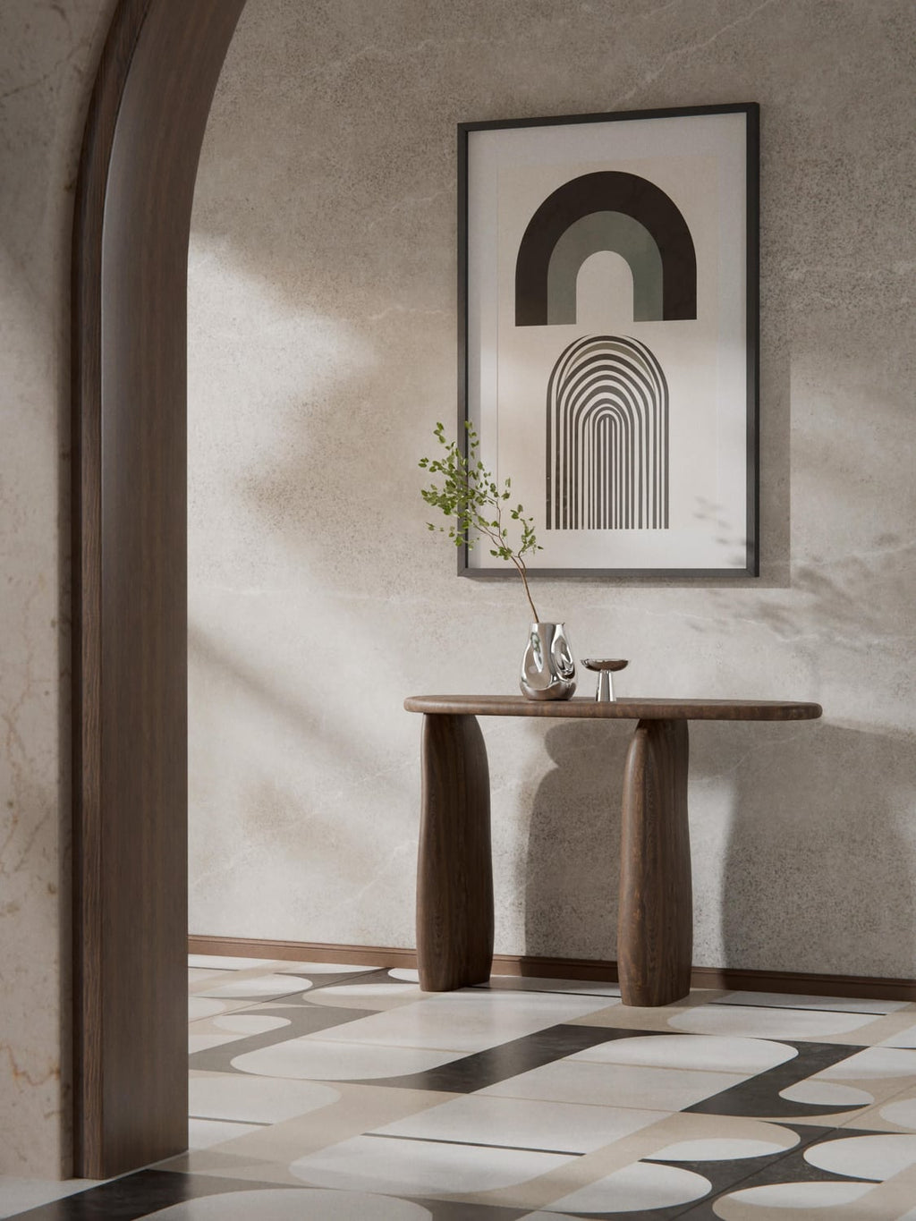 Pamuk Console Table in Mango Wood — Dark Grey
