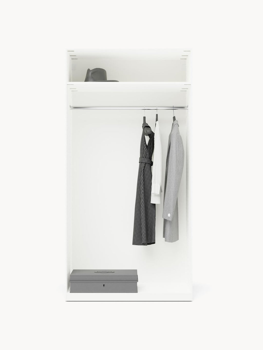 Leon Modular Hinged-Door Wardrobe, 100 cm Width, in various sizes — Off-White