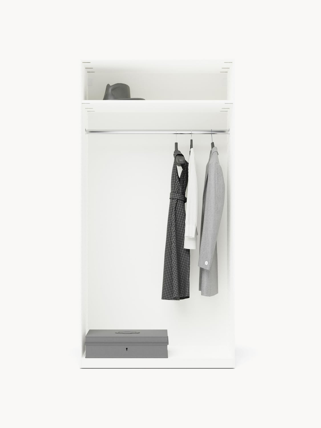 Leon Modular Hinged-Door Wardrobe, 100 cm Width, in various sizes — Off-White