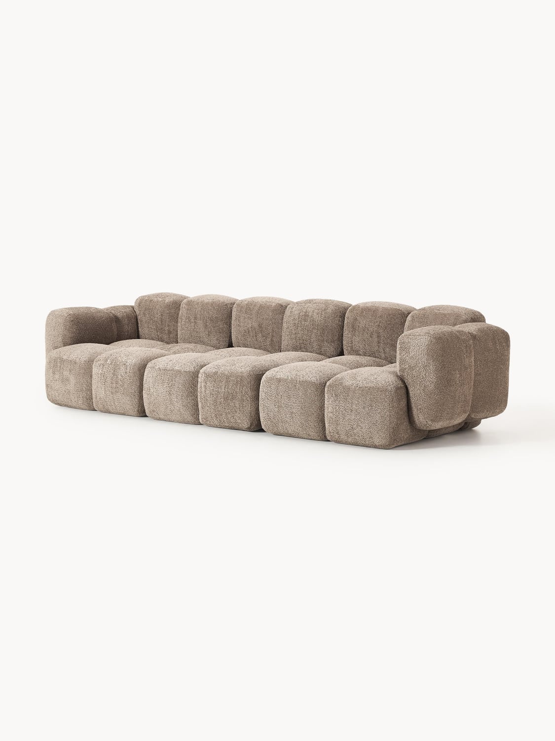 Tayla Modular Sofa (4-seater) in Teddy Bouclé — Warm Grey