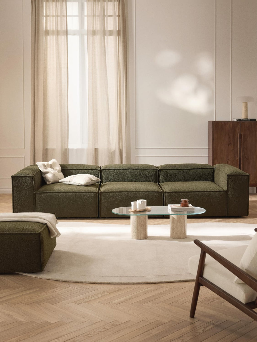 Lennon Modular Sofa (4-seater) in Bouclé — Brown